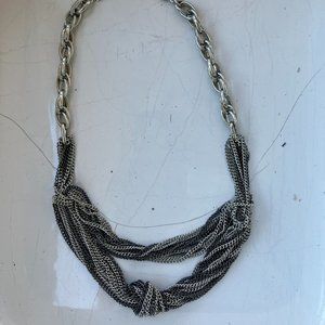 NWOT BCBGeneration Gunmetal Black & Silver Intertwined Chains Necklace 19"